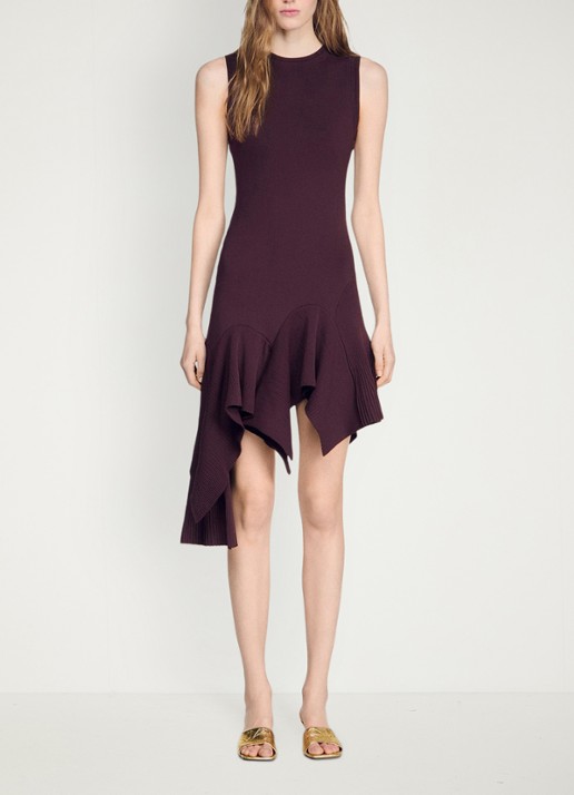 Sandro  Asymmetrische gedrapeerde midi-jurk - detail 3 bruin