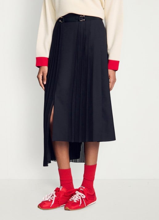 Sandro Asymmetrische midi rok met plooidetail