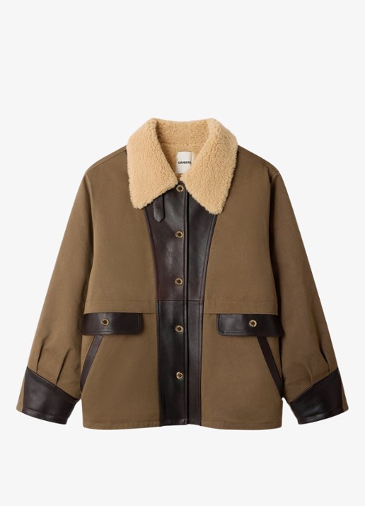 Sandro Barn jack met leren details - voorkant 2 olijfgroen