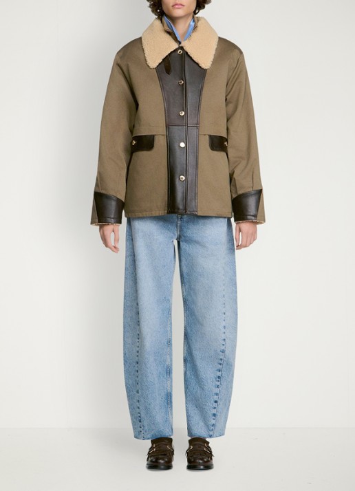 Sandro Barn jack met leren details - voorkant 3 olijfgroen