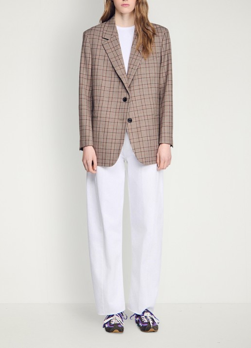 Sandro Blazer in wolblend met ruitdessin  - detail 3 brown / bruin