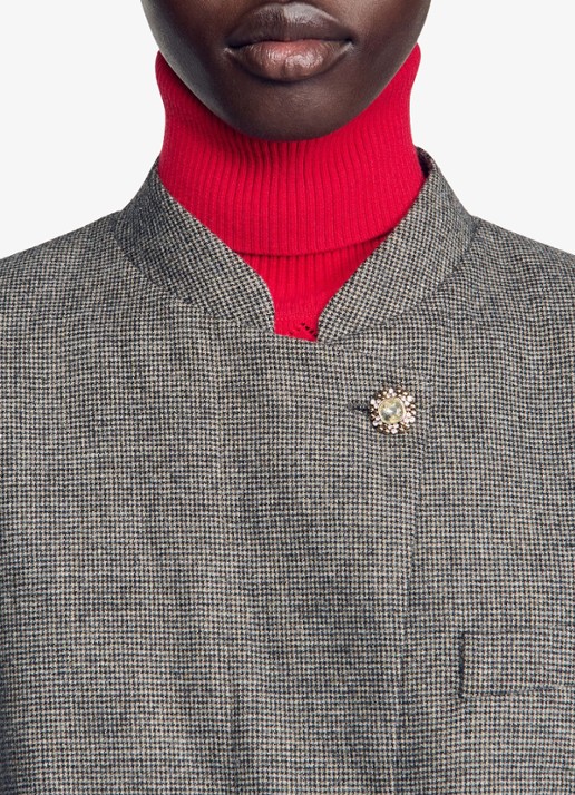 Sandro Blazer met pied-de-poule dessin - detail 4 grijs