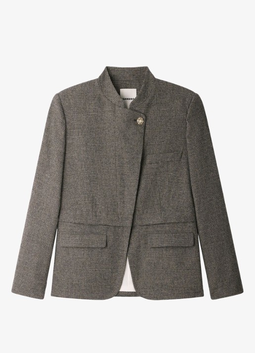 Sandro Blazer met pied-de-poule dessin - voorkant 5 grijs