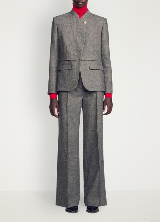 Sandro Blazer met pied-de-poule dessin - voorkant 6 grijs