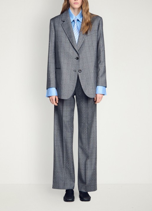 Sandro Blazer met ruit dessin - detail 2 dark grey / grijs