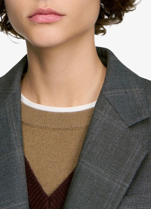 Sandro Blazer met ruit dessin - detail 6 grijs