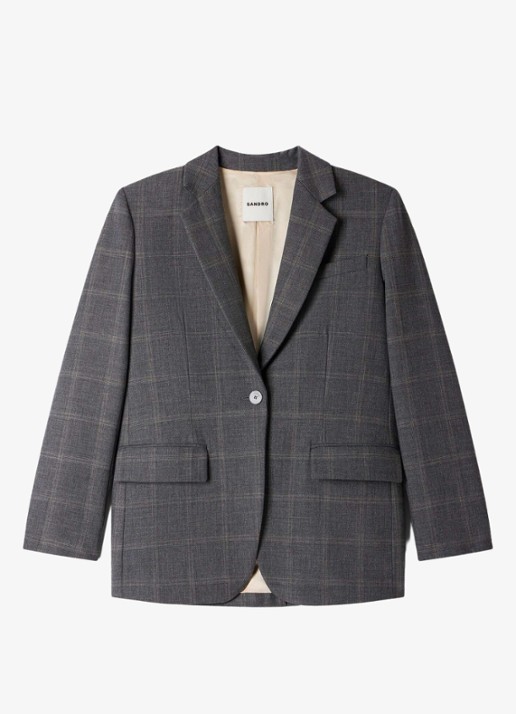 Sandro Blazer met ruit dessin - voorkant 2 grijs