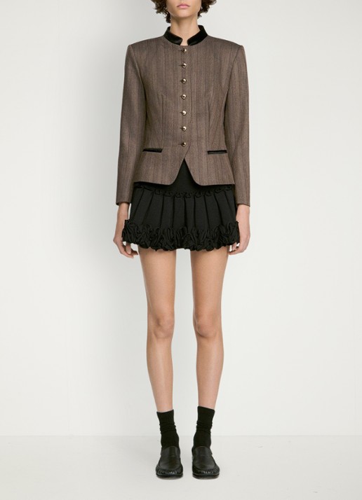 Sandro Blazer met streepprint in wolblend - voorkant 6 taupe
