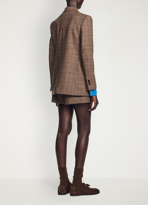 Sandro Blazer van wol met ruitdessin - achterkant 8 beige
