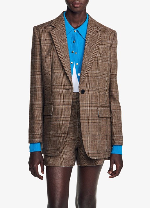 Sandro Blazer van wol met ruitdessin