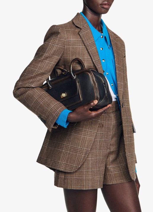 Sandro Blazer van wol met ruitdessin - detail 4 beige