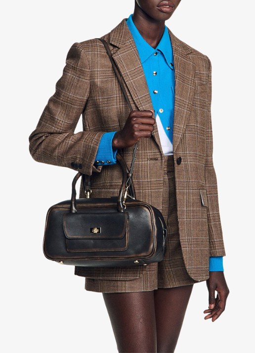 Sandro Blazer van wol met ruitdessin - detail 5 beige