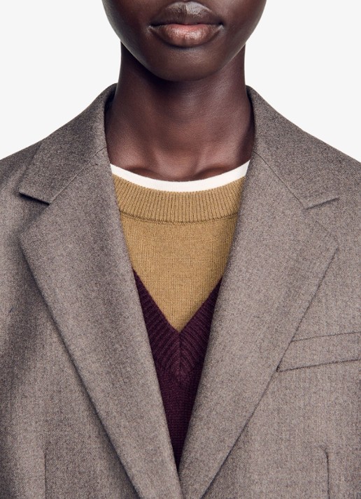 Sandro Blazer van wol - detail 6 taupe