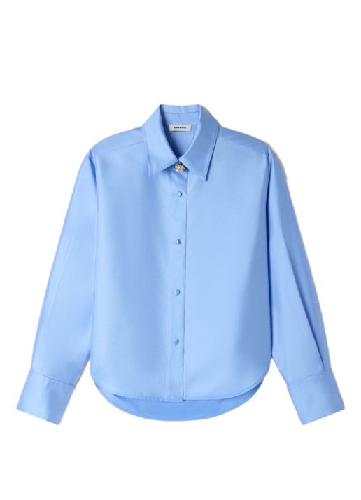 Sandro Blouse in zijdeblend - voorkant lichtblauw
