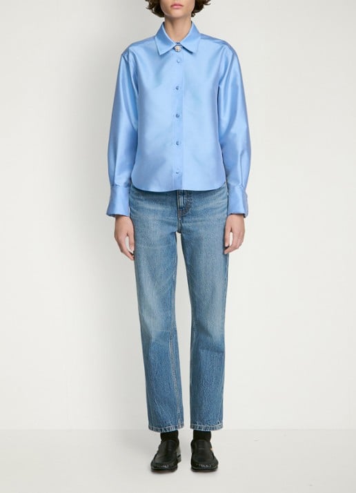 Sandro Blouse in zijdeblend - voorkant 7 lichtblauw