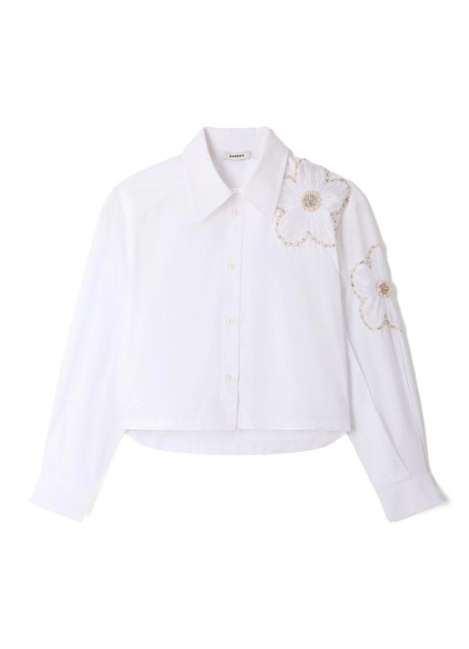Sandro Blouse met bloemborduring - voorkant 5 wit