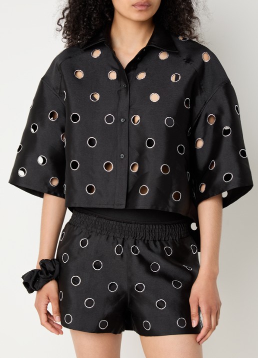 Sandro Blouse met cut-out detail en strass - detail 2 zwart