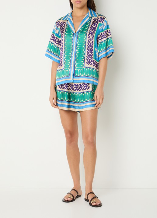 Sandro Blouse met grafische print  - voorkant 2 zeegroen