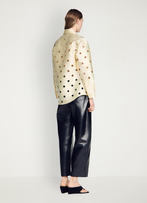 Sandro Blouse met opengewerkt dessin en strass - achterkant vanillegeel