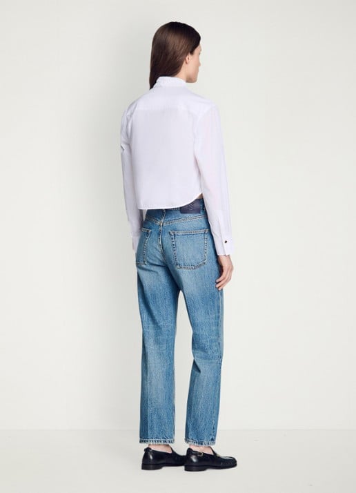 Sandro Blouse met plooidetail en opstaande kraag - achterkant 6 wit