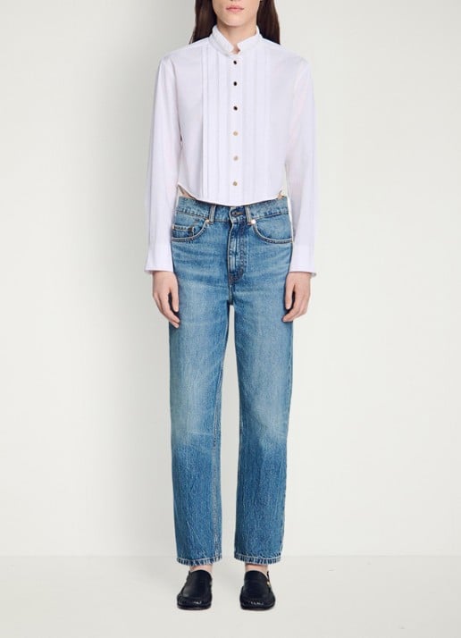 Sandro Blouse met plooidetail en opstaande kraag - detail 2 wit