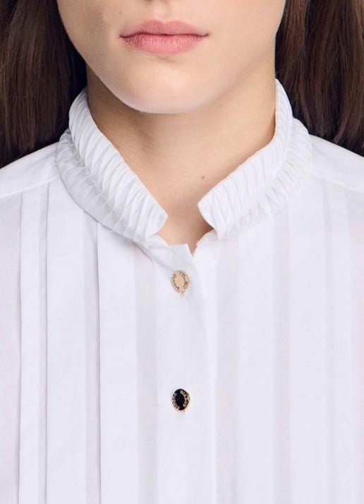 Sandro Blouse met plooidetail en opstaande kraag - detail 3 wit