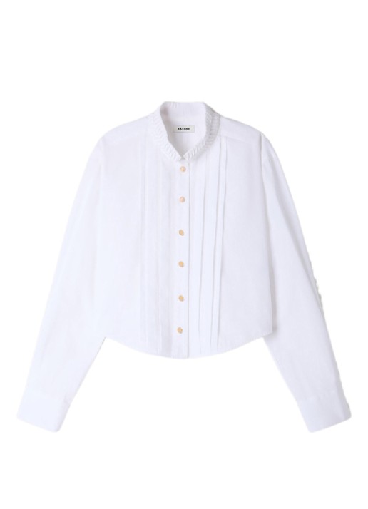 Sandro Blouse met plooidetail en opstaande kraag