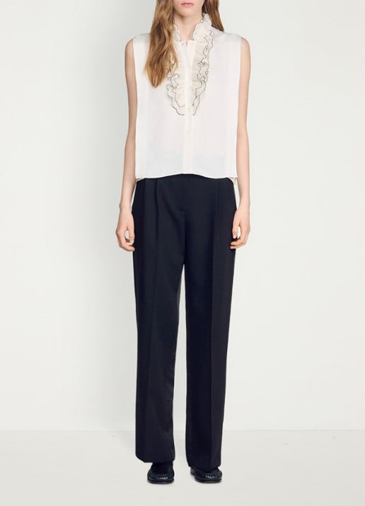 Sandro Blouse met ruches - detail 5 beige
