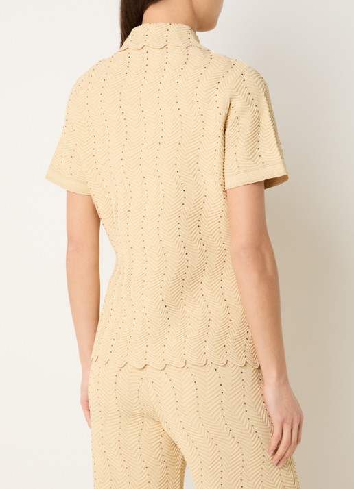 Sandro Blouse met strass en borstzakken - achterkant 3 lichtgeel