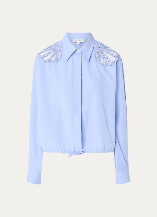 Sandro Blouse met strass - voorkant blauwgrijs