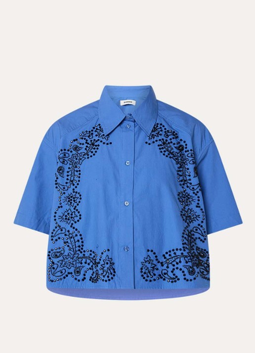 Sandro Blouse met strass - voorkant 3 royalblauw
