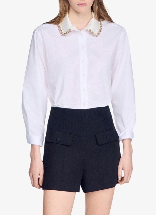 Sandro Blouse met strass - detail 2 wit