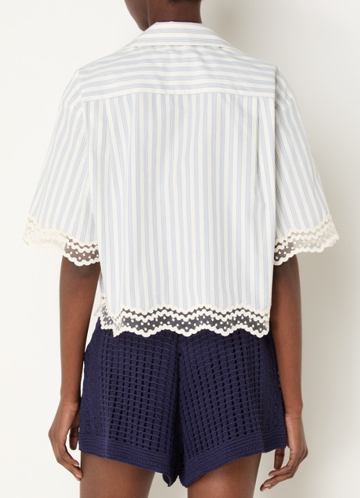 Sandro Blouse met streepprint en details van kant - achterkant 2 gebroken wit
