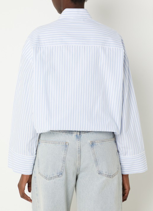 Sandro Blouse met streepprint met borstzak  - achterkant lichtblauw