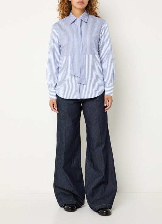 Sandro Blouse met streepprint - voorkant 4 blauw