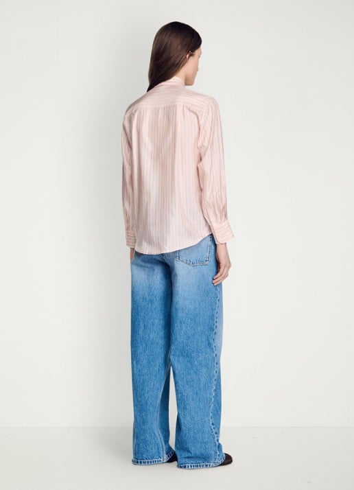 Sandro Blouse met strikdetail en strepen - achterkant 8 light pink / roze