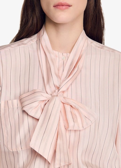 Sandro Blouse met strikdetail en strepen - detail 3 light pink / roze