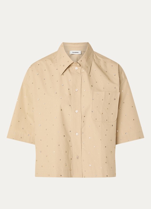 Sandro Blouse met studs - voorkant camel