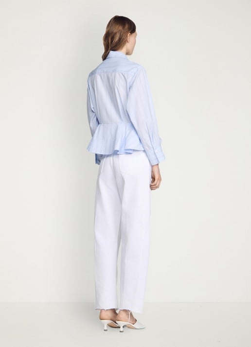 Sandro Blouse van katoen met peplum en strepen - achterkant 7 sky blue / blauw
