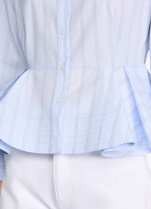 Sandro Blouse van katoen met peplum en strepen - detail 3 sky blue / blauw