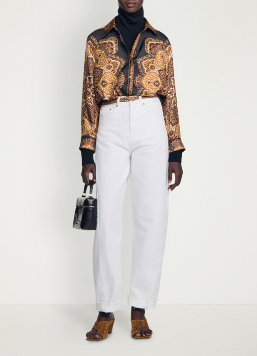 Sandro Blouse van zijde met print