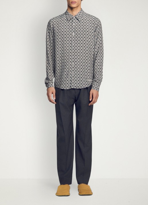 Sandro Comfort fit overhemd met grafische print - voorkant 2 grijs