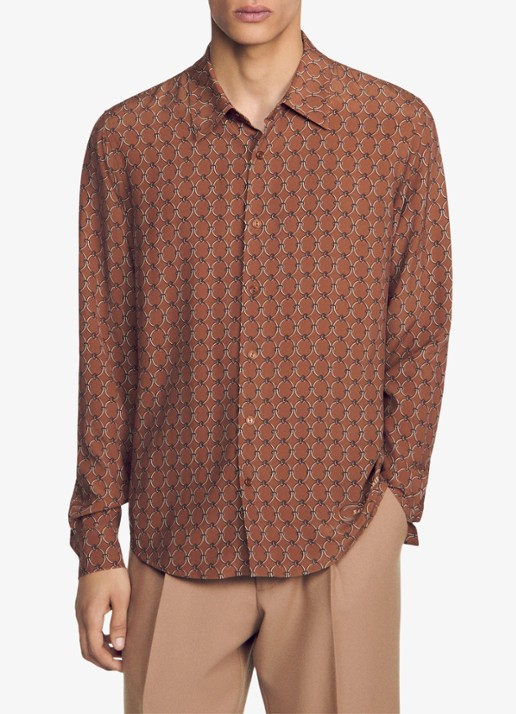 Sandro Comfort fit overhemd met grafische print - detail 4 naturel