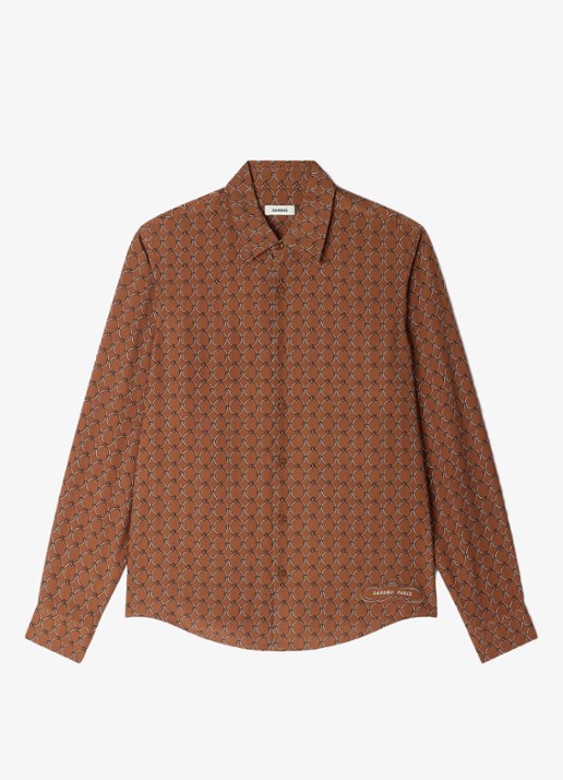 Sandro Comfort fit overhemd met grafische print - voorkant naturel
