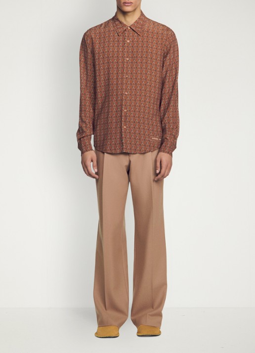Sandro Comfort fit overhemd met grafische print - voorkant 2 naturel