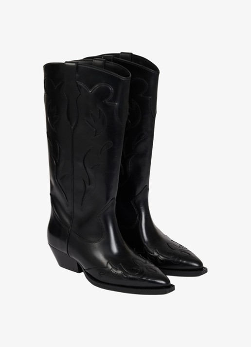 Sandro Cowboylaars van leer - detail 2 black / zwart