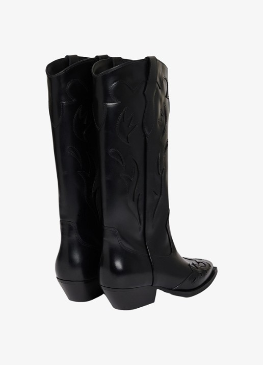 Sandro Cowboylaars van leer - detail 3 black / zwart