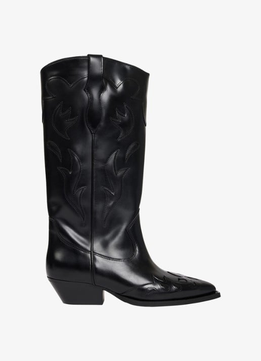 Sandro Cowboylaars van leer - voorkant black / zwart