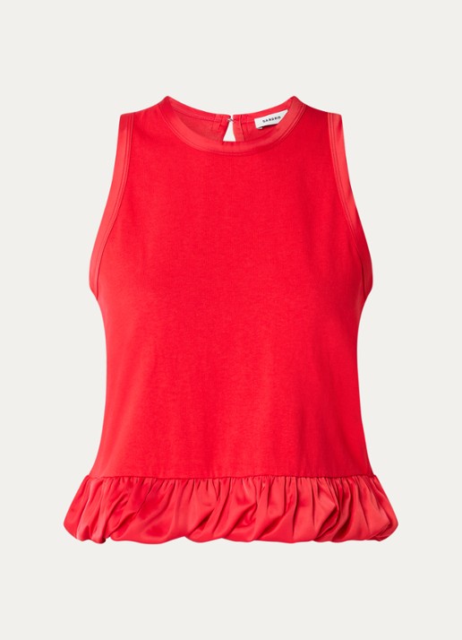 Sandro Crop top met volant en gestrikt detail - voorkant rood