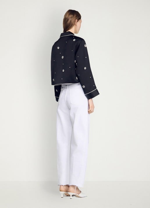 Sandro Cropped blouse met borstzak en stras - achterkant 7 zwart